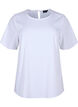 Short-sleeved viscose blouse with ties, Bright White, Packshot image number 0