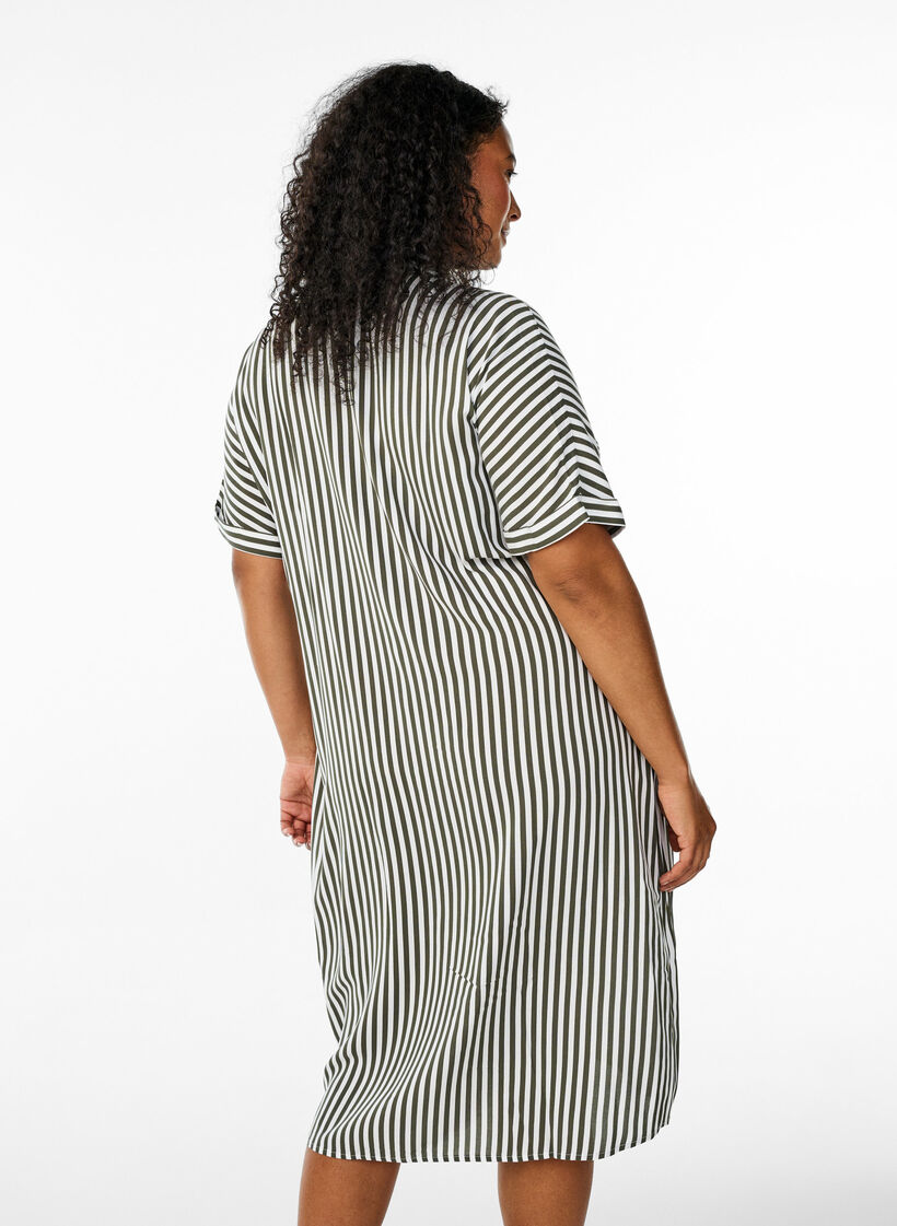 Long shirt dress with short sleeves, Green, Model image number 2