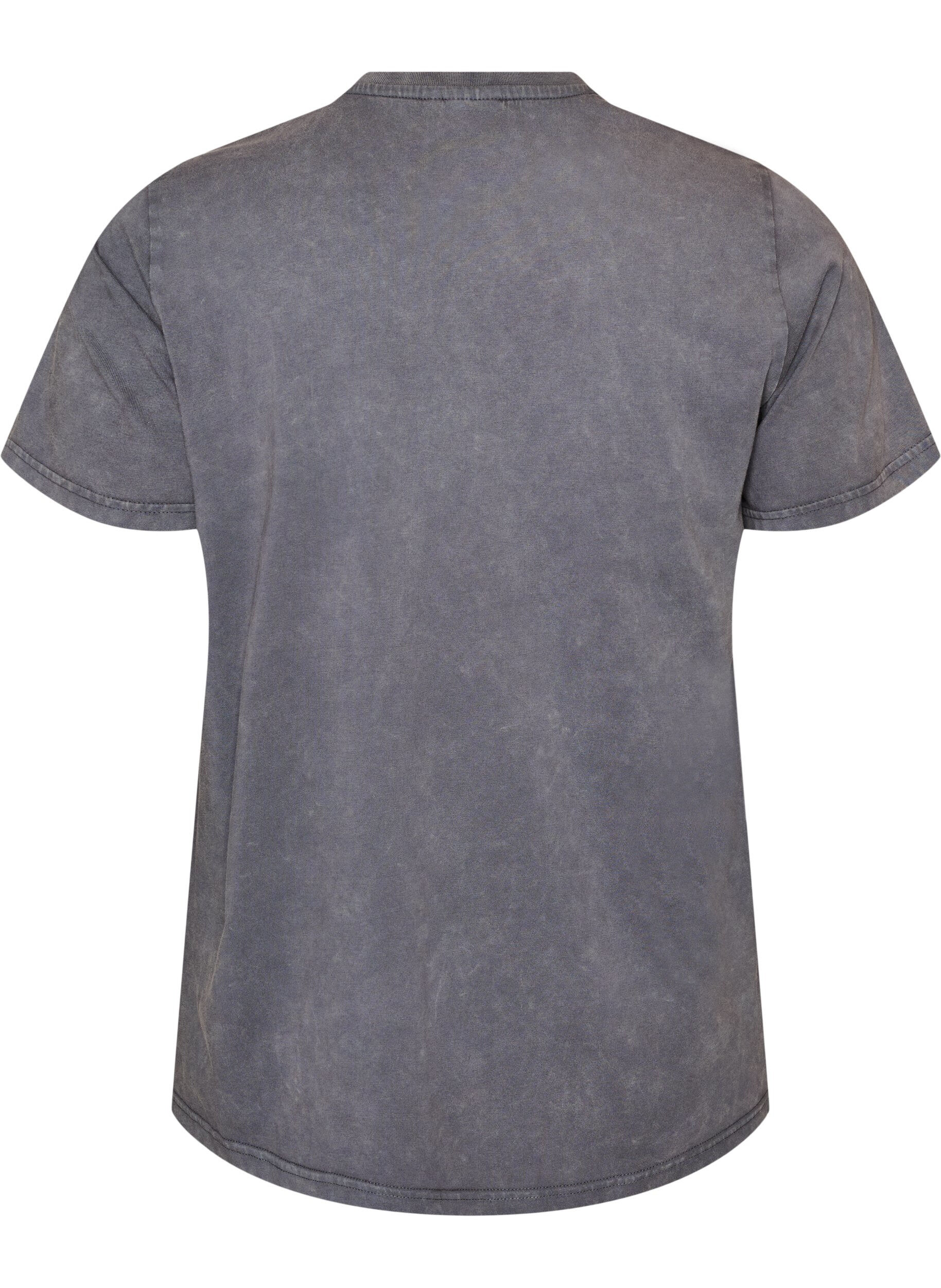 Zizzifashion Cotton T-shirt with a washed look and embroidered motif, Grey, Packshot image number 1