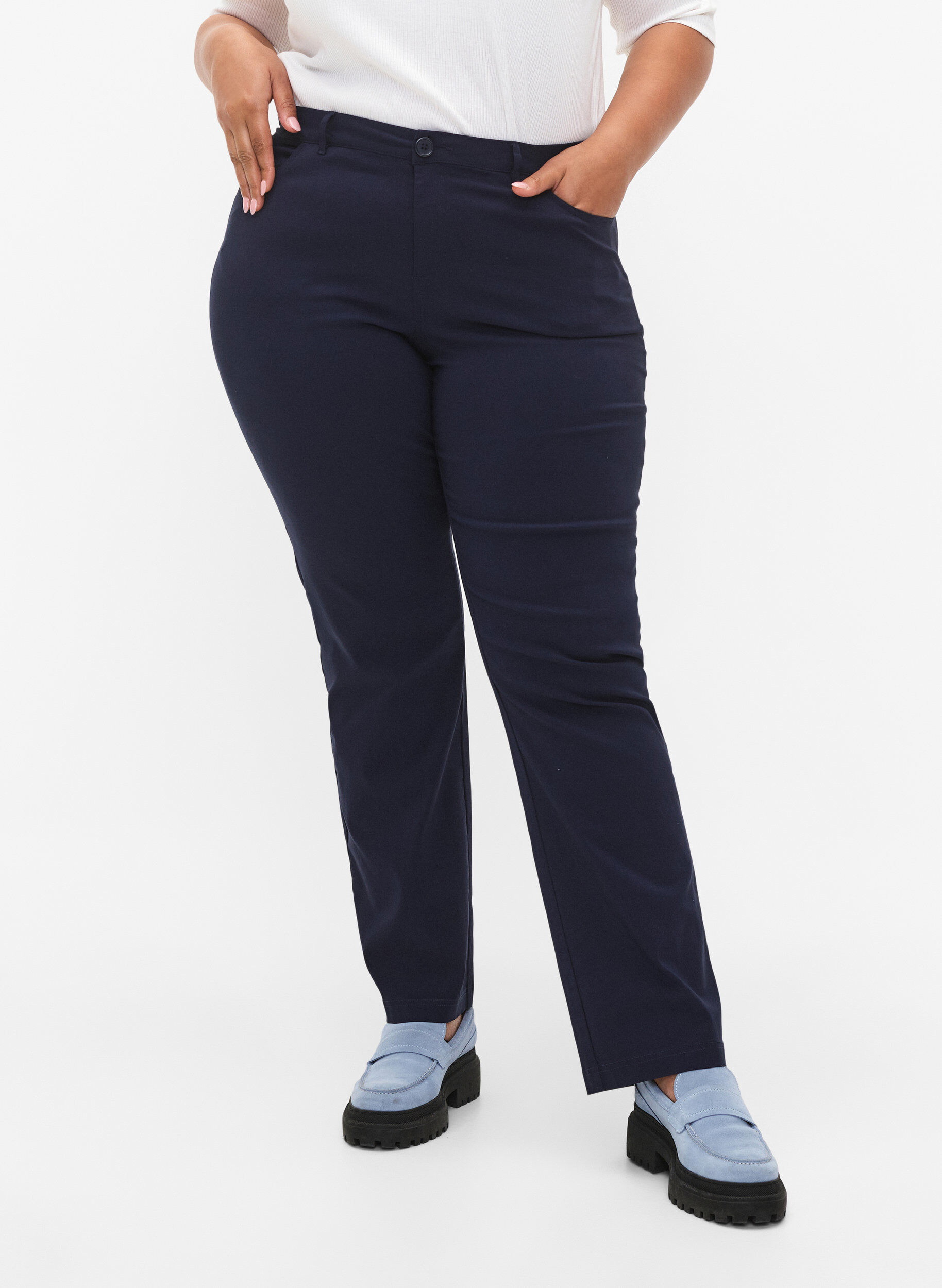 Zizzifashion Classic viscose blend trousers, Blue, Model image number 2