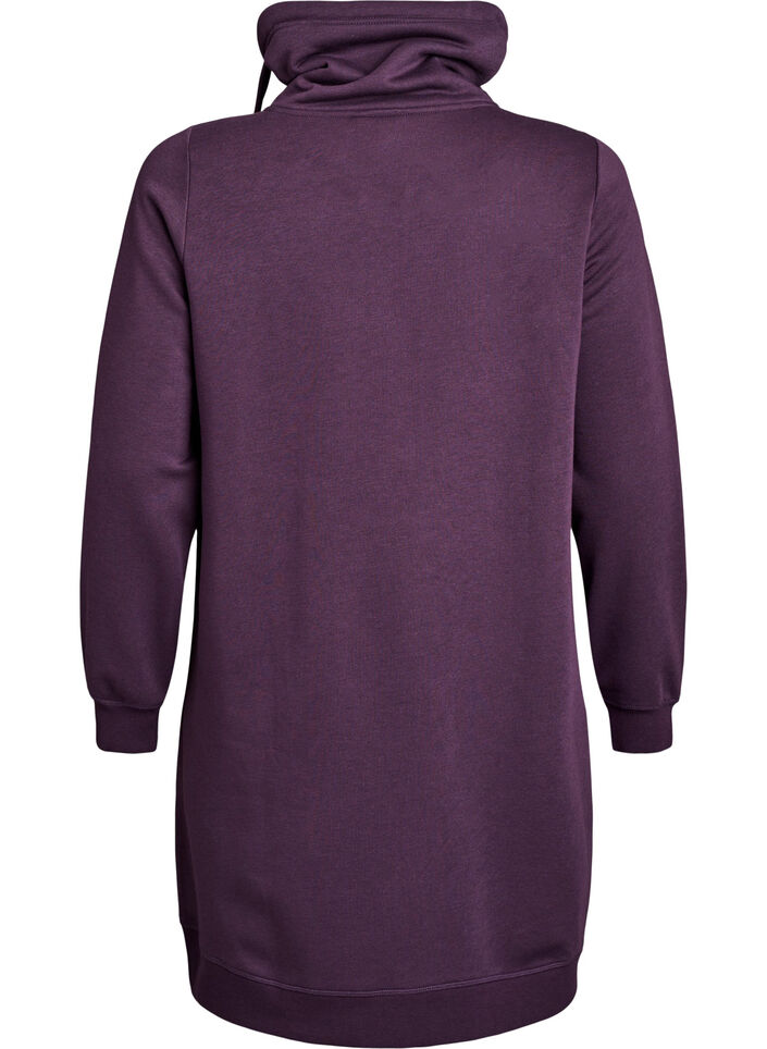 FLASH - Short sweatshirt dress with high collar and pockets, Purple, Packshot image number 1