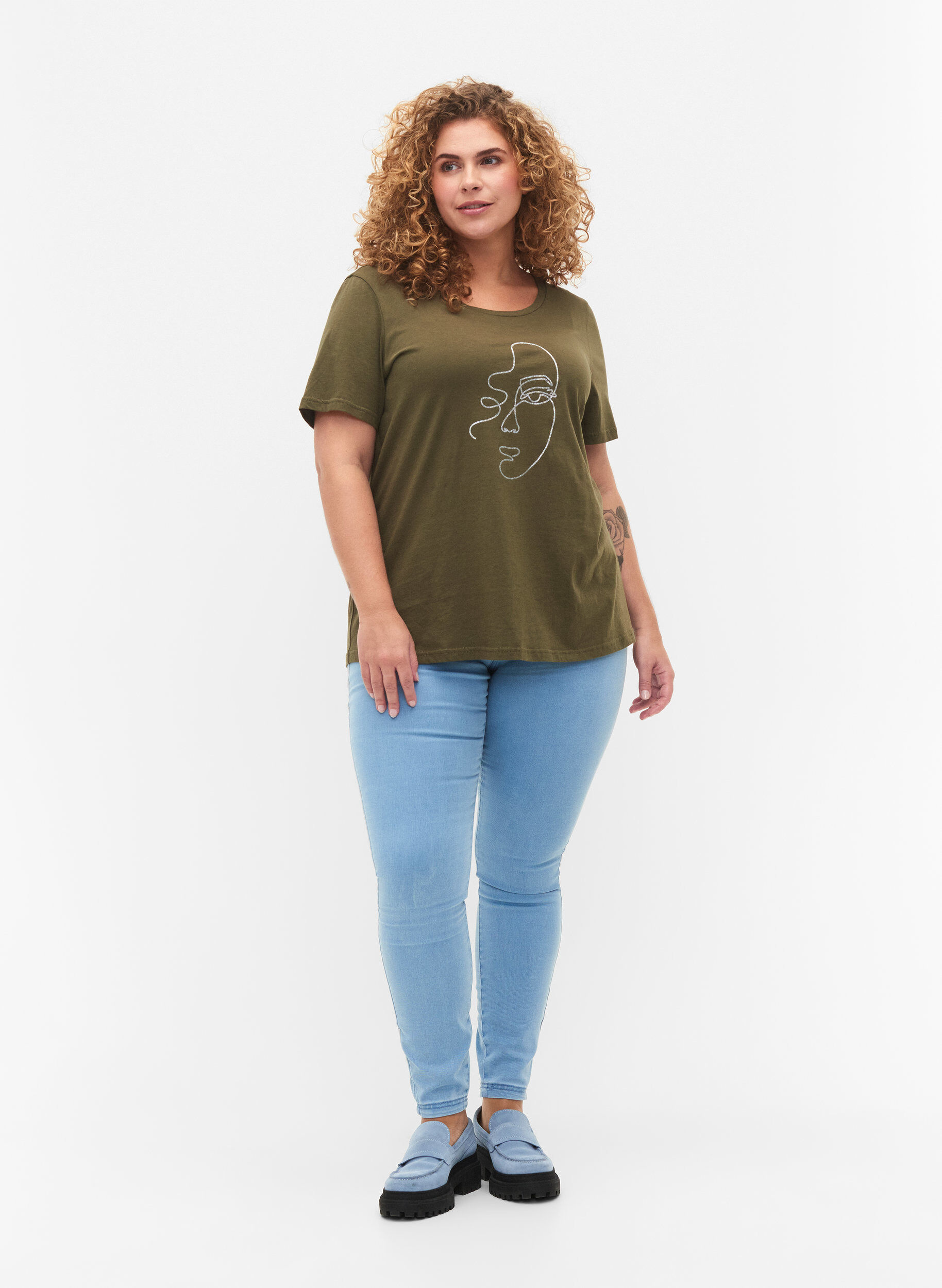 Zizzifashion T-shirt with mica print in cotton, Ivy G. Shimmer Face, Model image number 2