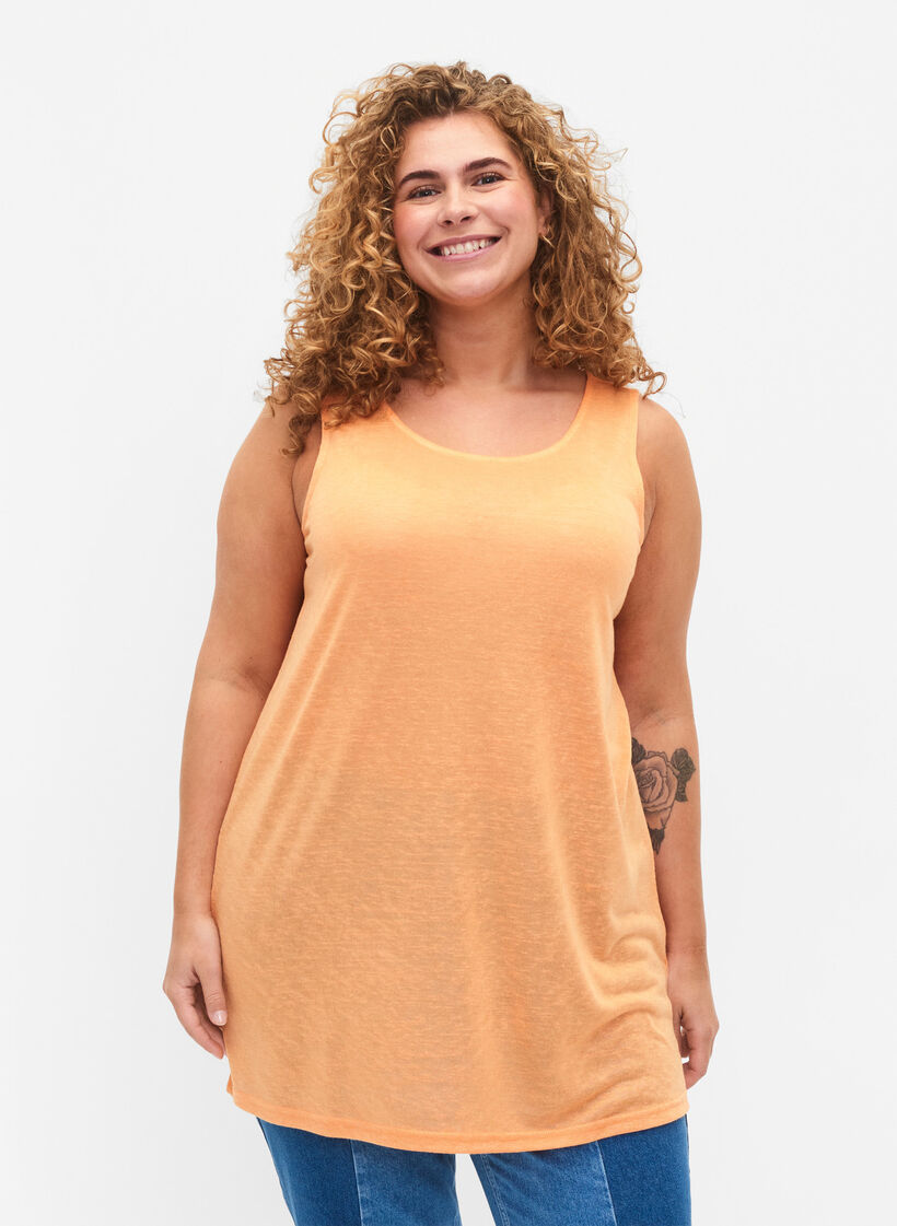 Top with structure and round neckline, Mock Orange, Model image number 0