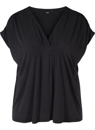 Short-sleeved blouse with smock, Moonless Night, Packshot image number 0