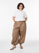 High-waisted balloon trousers with an elasticated waistband, Brown, Model image number 0