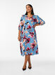 Midi dress with floral print and 3/4 sleeves, Blue, Model image number 1