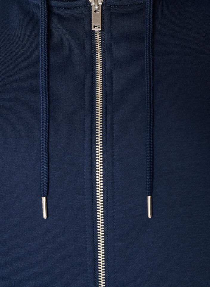 Hooded sweatshirt with a zip and pockets, Blue, Packshot image number 2