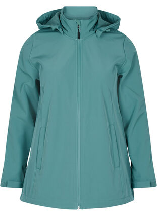 Softshell jacket with detachable hood, Sagebrush Green, Packshot image number 0