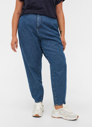 Slouchy fit cotton jeans, Blue denim, Model image number 2
