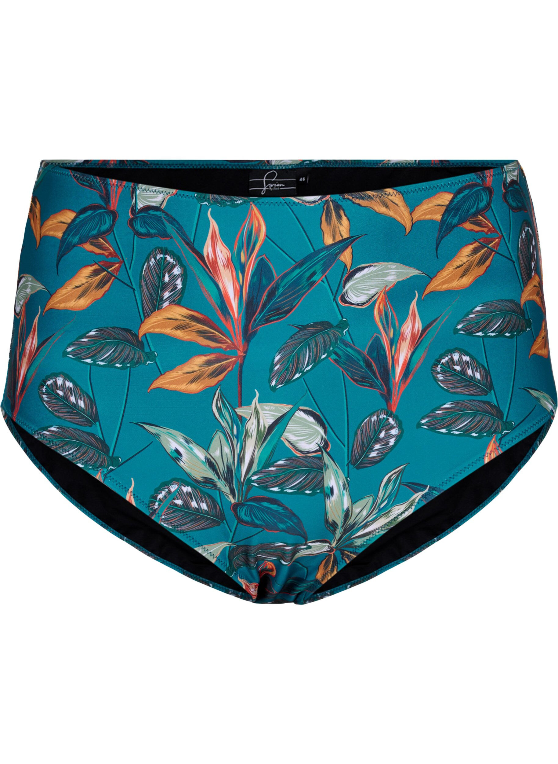 Zizzifashion High-waisted bikini bottoms with print, Turquoise, Packshot image number 0