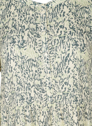Short-sleeved viscose dress with A-line cut, Balsam Green AOP, Packshot image number 2