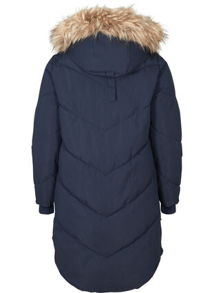 Winter coat with a hood and faux fur trim , Night Sky, Packshot image number 1