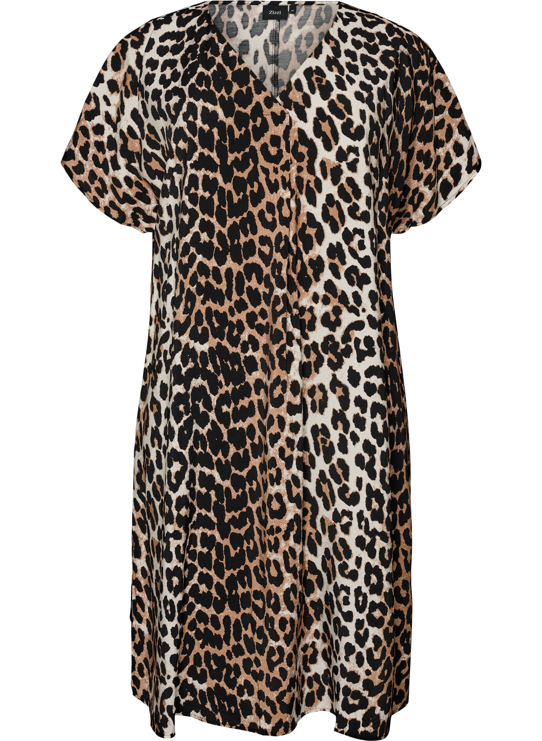 Zizzifashion V-neck dress in viscose, Brown, Packshot image number 0