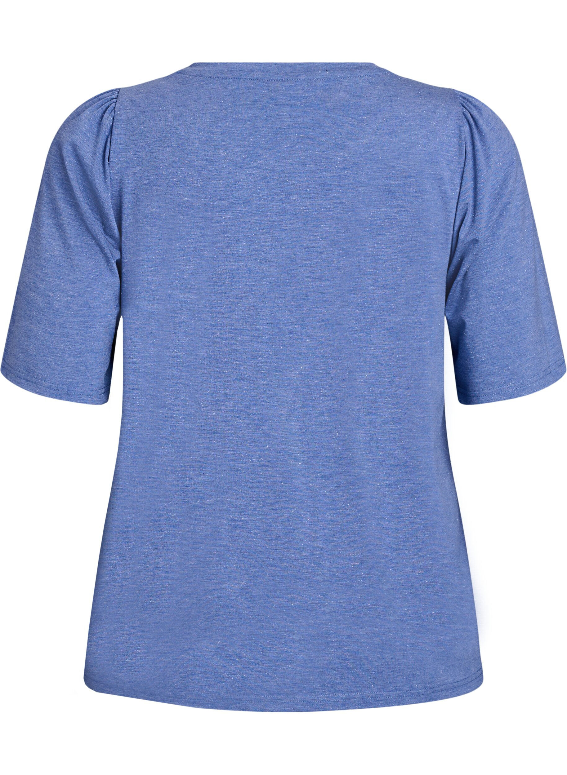 Zizzifashion T-shirt with glitter and short puff sleeves, Blue, Packshot image number 1