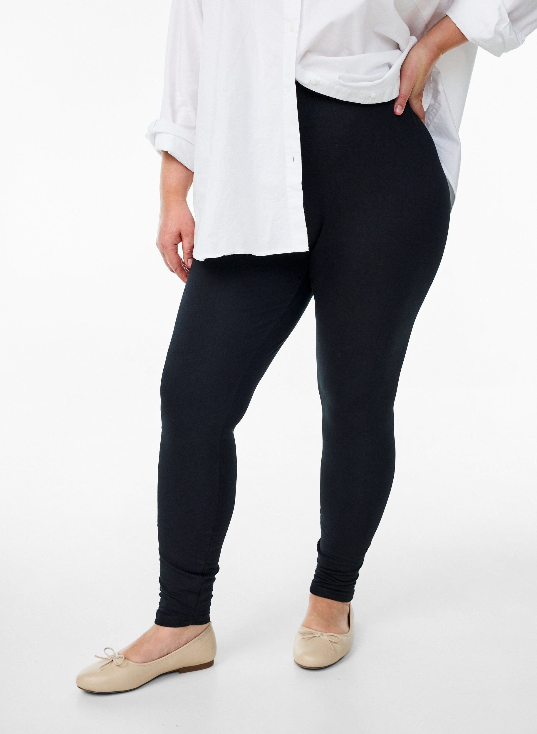 ZizzifashionLeggings in cotton with lining, Black, Model image number 0