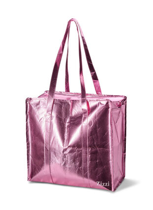 Shopping bag with zipper, Pink , Packshot image number 0