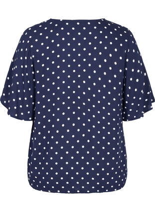 Short-sleeved polka dot wrap blouse, Night Sky Dot, Packshot image number 1