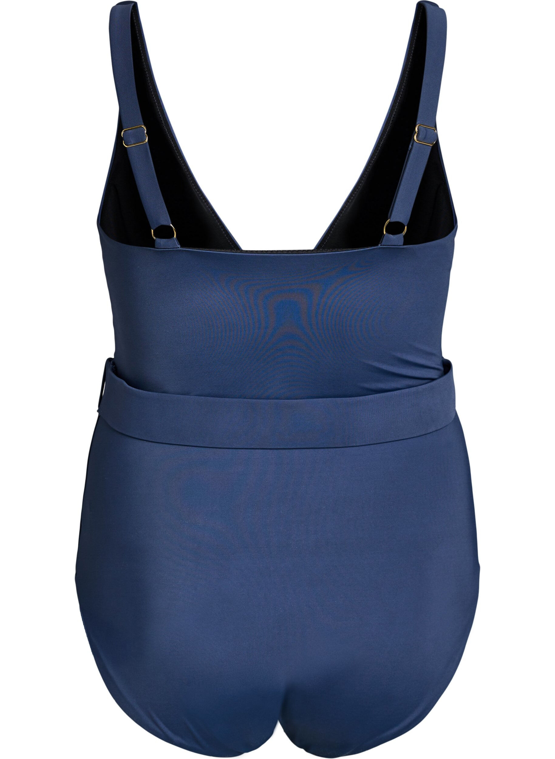 Zizzifashion Swimsuit with V-neck and belt, Blue, Packshot image number 1