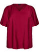 Blouse with balloon sleeves and V-neck, Red, Packshot image number 0