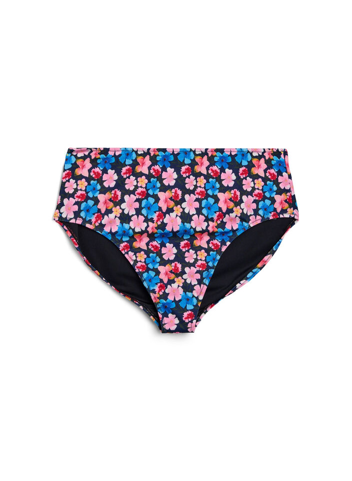 High-waisted floral bikini bottoms, Red, Packshot image number 0
