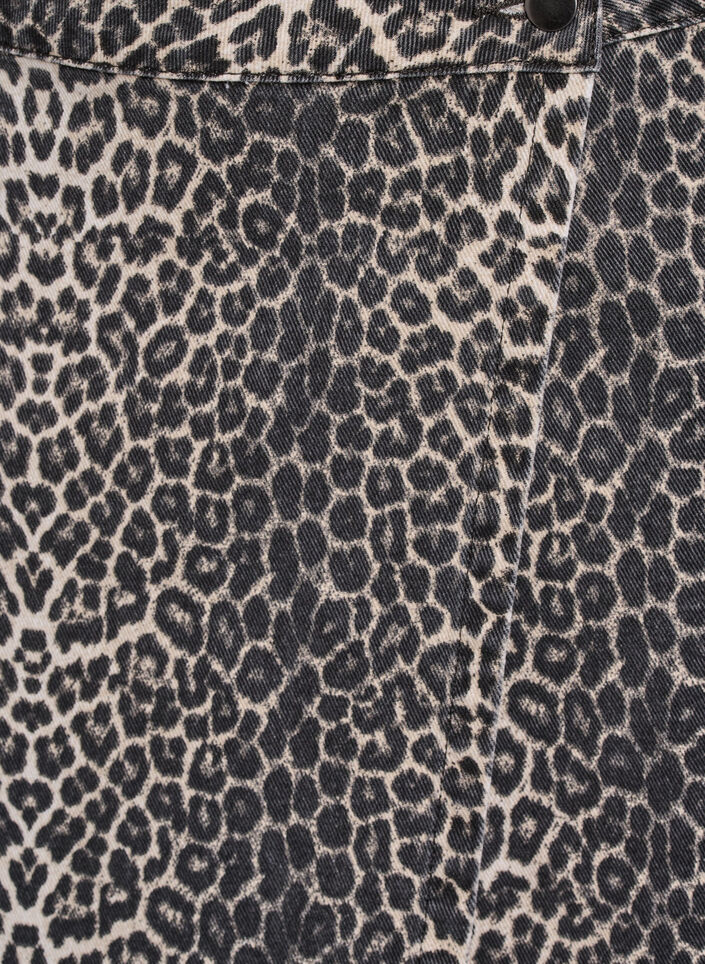 Short denim skirt with leopard print and an A-line shape, Brown, Packshot image number 2