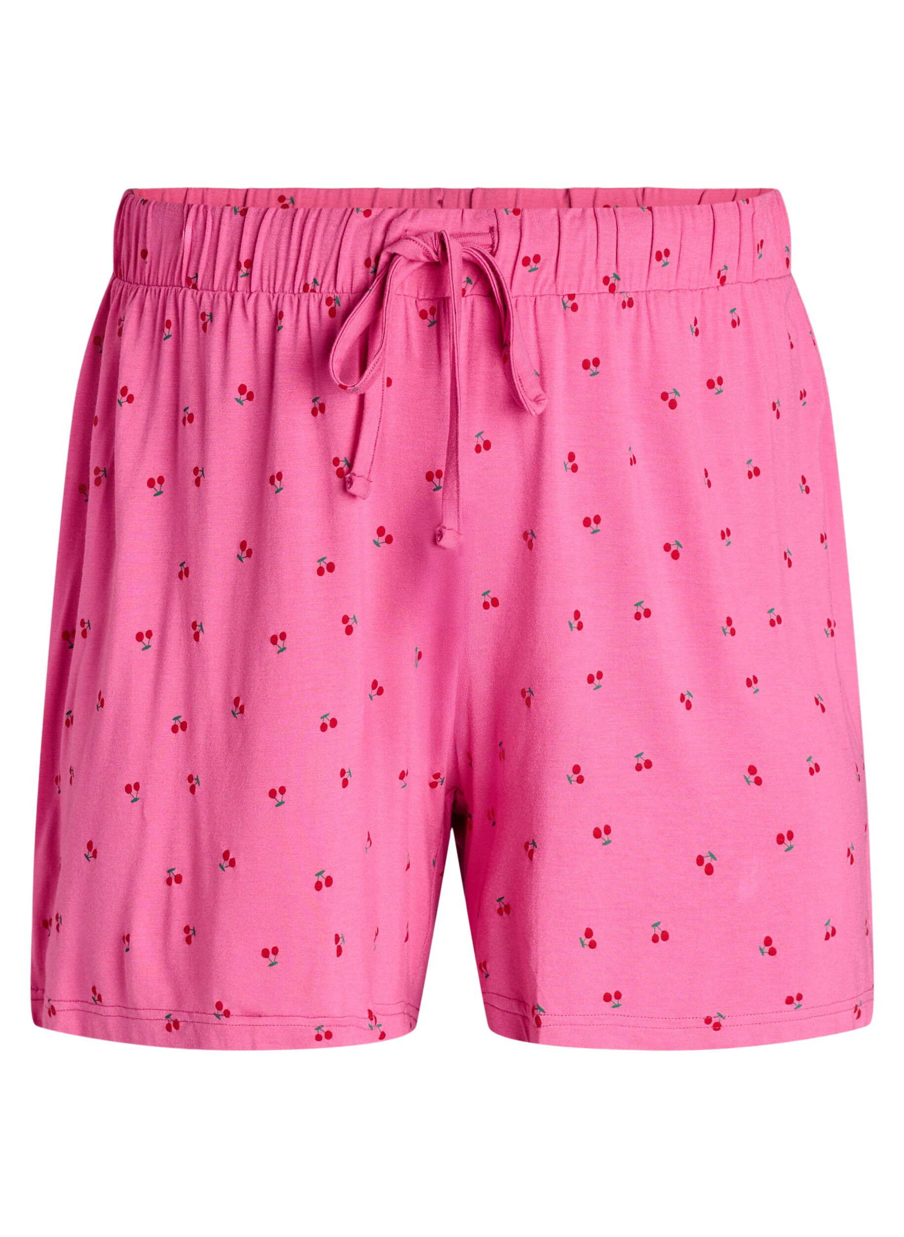 Zizzifashion Pyjama shorts in viscose jersey with an all-over print, Pink, Packshot image number 0