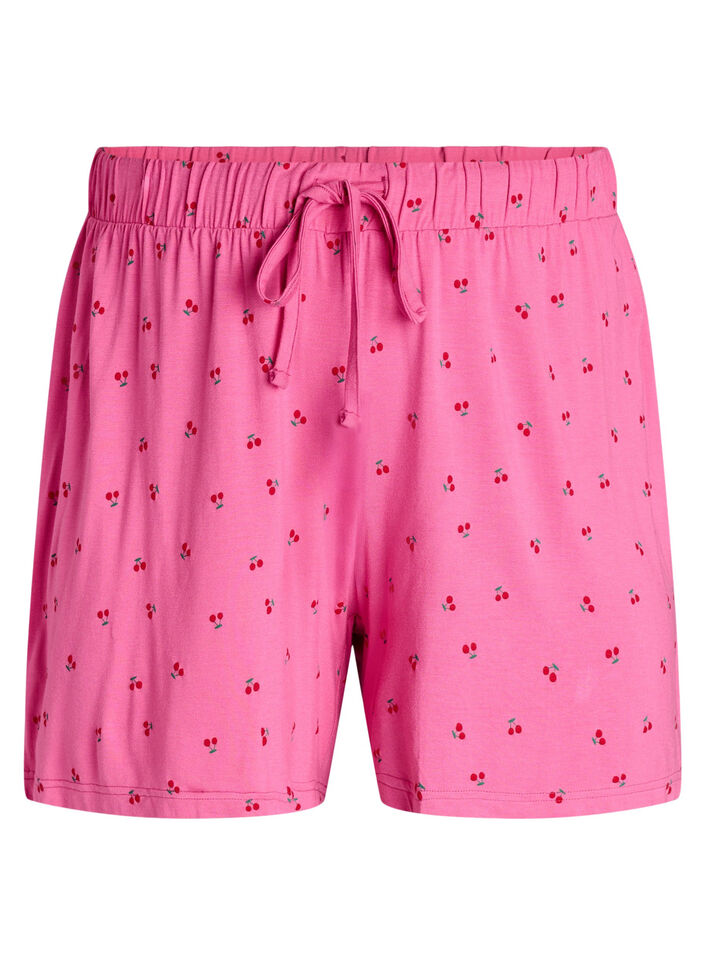 Pyjama shorts in viscose jersey with an all-over print, Pink, Packshot image number 0