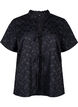Short-sleeved jacquard blouse with ties, Black, Packshot image number 0
