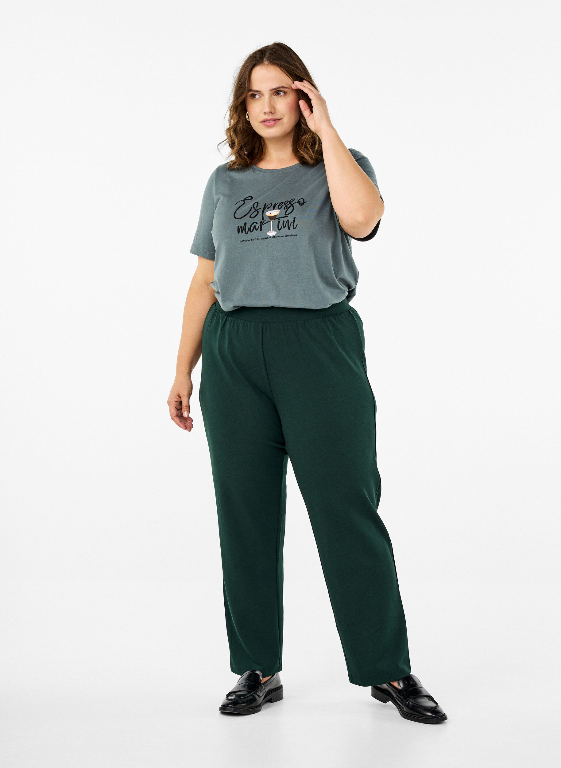 Straight fit trousers, Green, Model