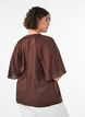 Viscose blouse with V-neck and decorative details, Brown, Model image number 2