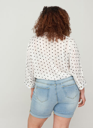Printed shirt with 3/4 sleeves, Snow White Dot, Model image number 1