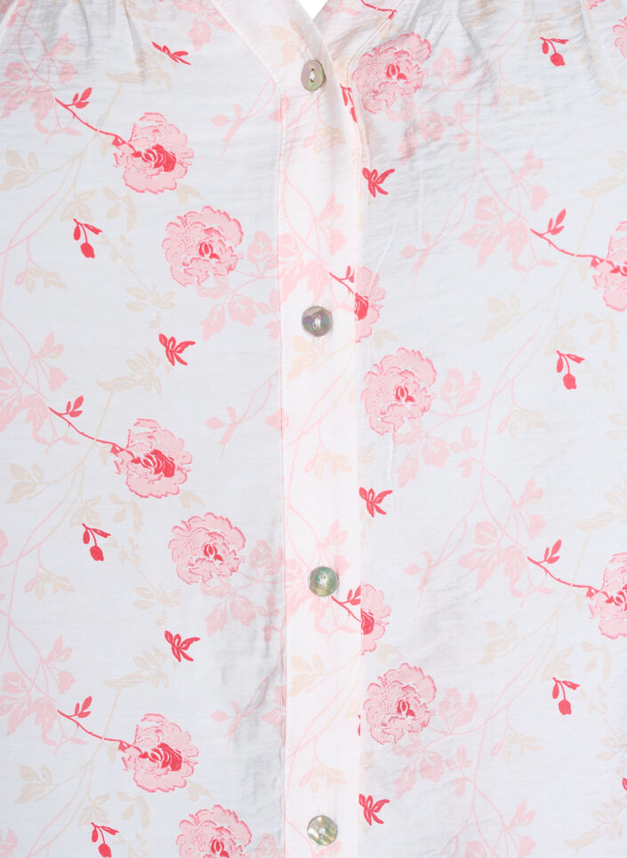 Shirt blouse with short sleeves and floral print, Rose, Packshot image number 2