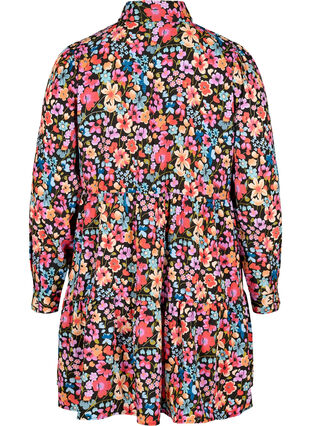 Floral tunic with long sleeves and zip details, Flower AOP, Packshot image number 1