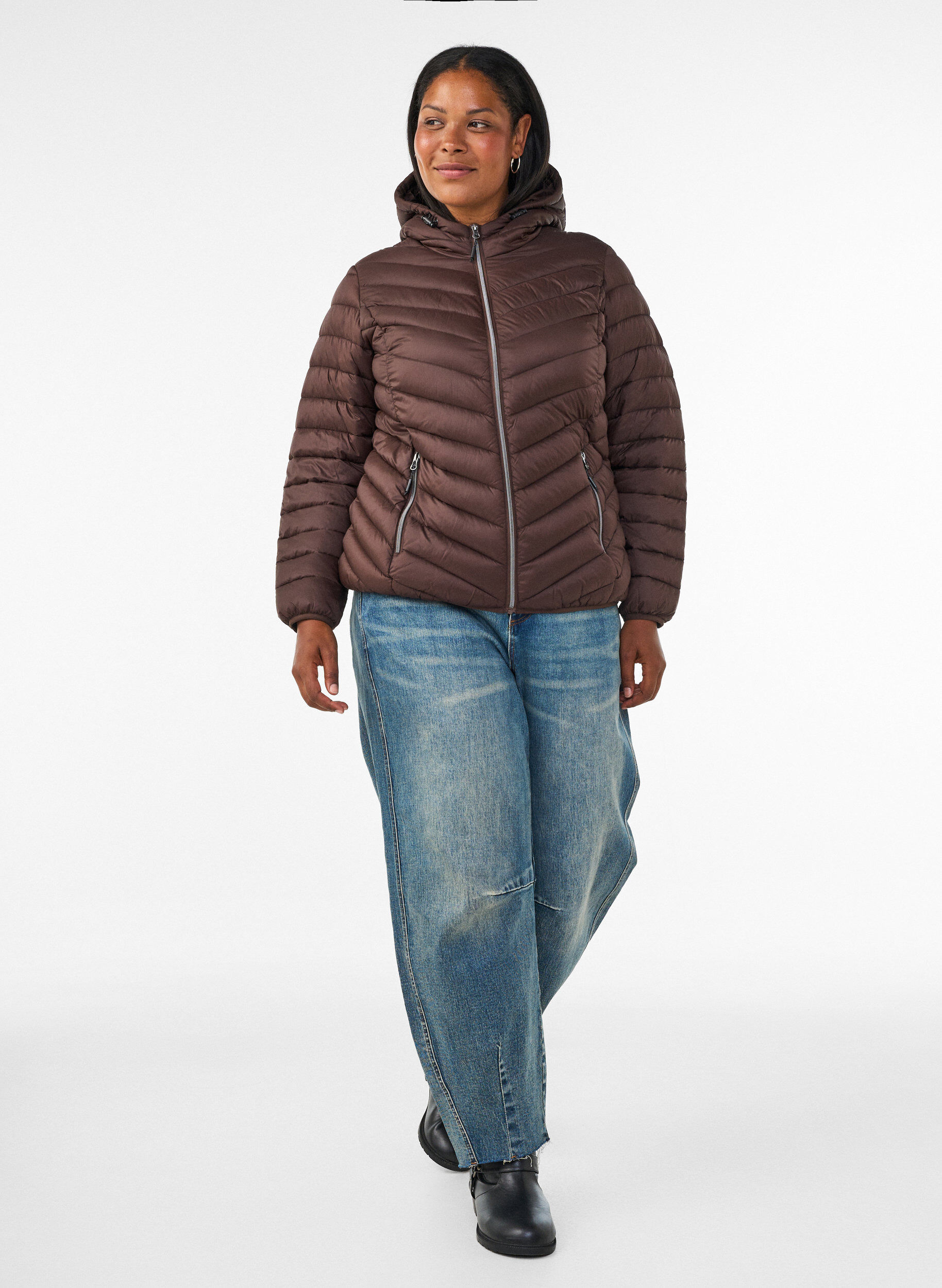 ZizzifashionLightweight hooded jacket, Brown, Model image number 1