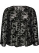 Mesh blouse with floral pattern and open front, Black, Packshot image number 0