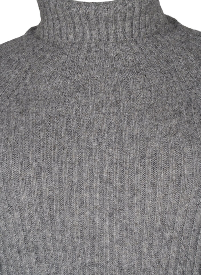 Long knit dress with turtleneck, Medium Grey Mel., Packshot image number 2