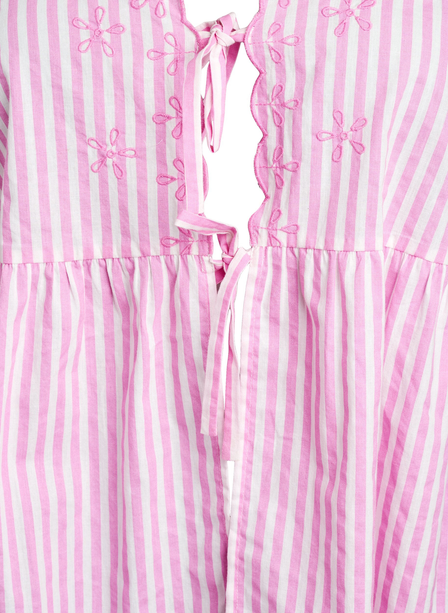 Zizzifashion Striped blouse with open front and embroidery details, Pink, Packshot image number 2