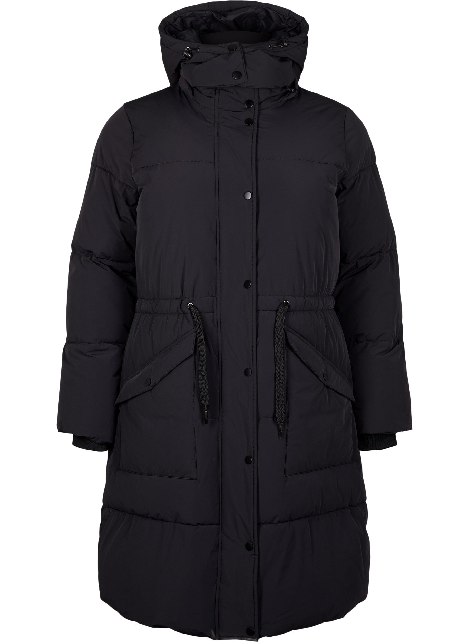 Puffer coat with adjustable waist