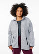 Jersey cardigan with a high collar and zip, Grey, Model image number 0