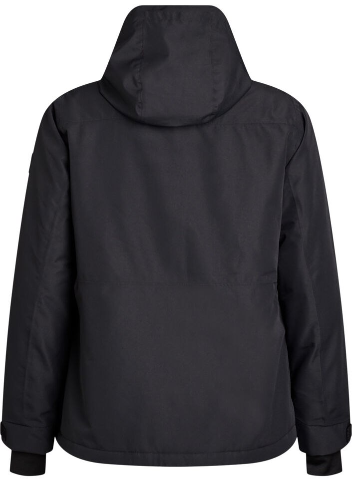 Ski jacket with hood and zip pockets, Black, Packshot image number 1