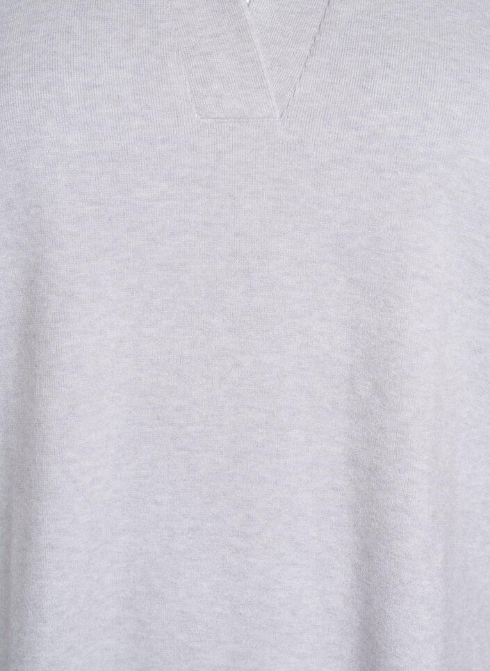 Jersey blouse with collar and short sleeves, Grey, Packshot image number 2