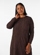 Midi dress with a wavy texture and long sleeves, Brown, Model image number 2