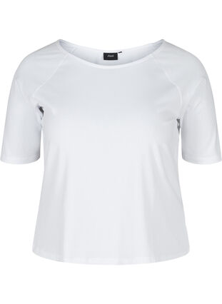 Cotton T-shirt with 2/4 sleeves, White, Packshot image number 0