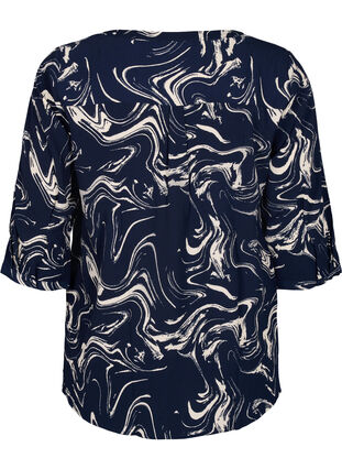 Floral blouse with 3/4 sleeves, N. Blazer Swirl AOP, Packshot image number 1