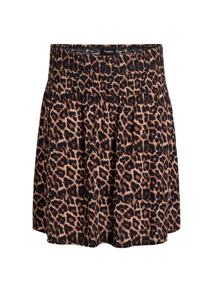 Short skirt with smocked waist, Brown, Packshot image number 0