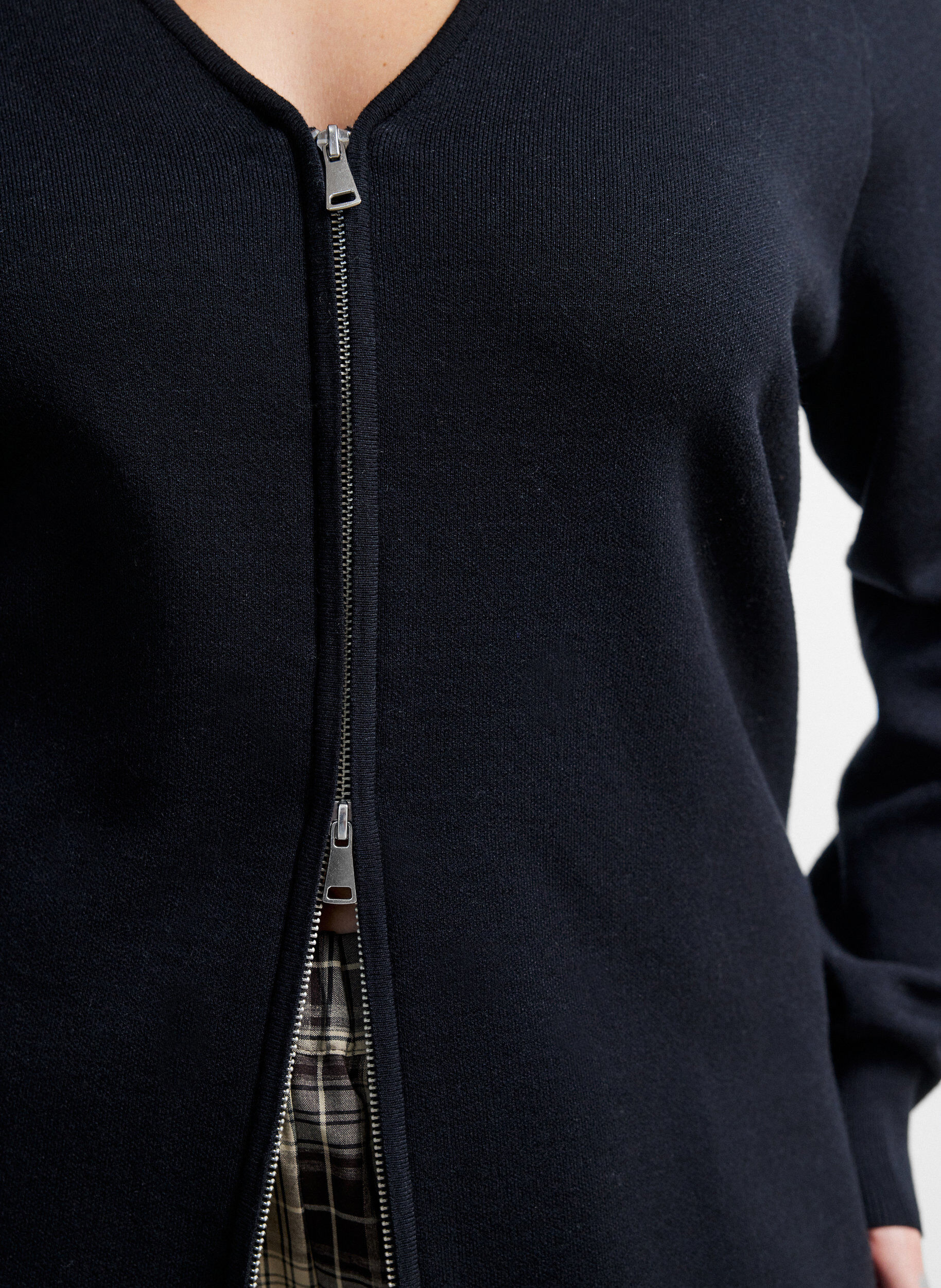 ZizzifashionCardigan with 2-way zip, Black, Model image number 3