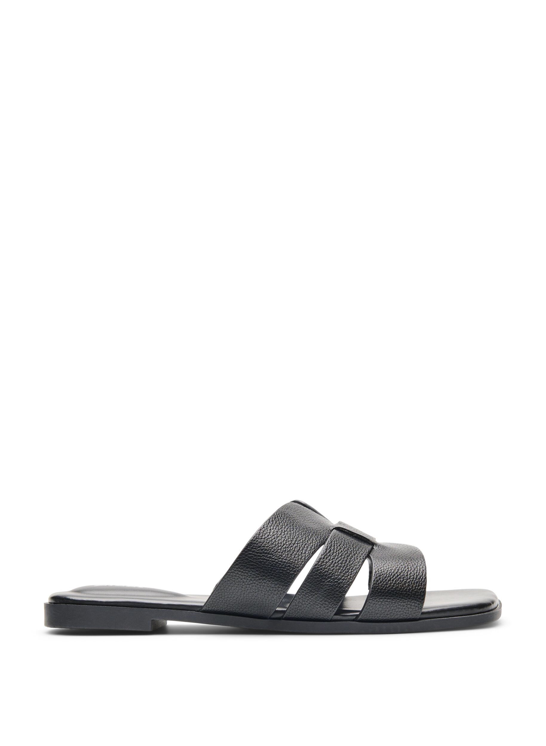 Zizzifashion Sandal with wide straps and a square toe, Black, Packshot image number 0