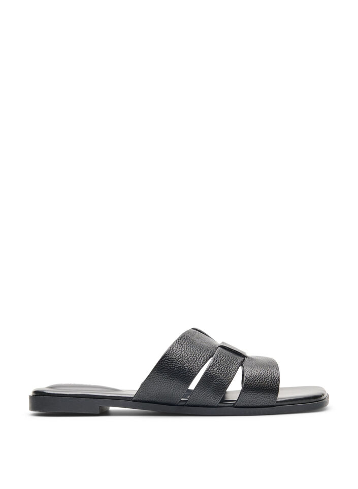 Sandal with wide straps and a square toe, Black, Packshot