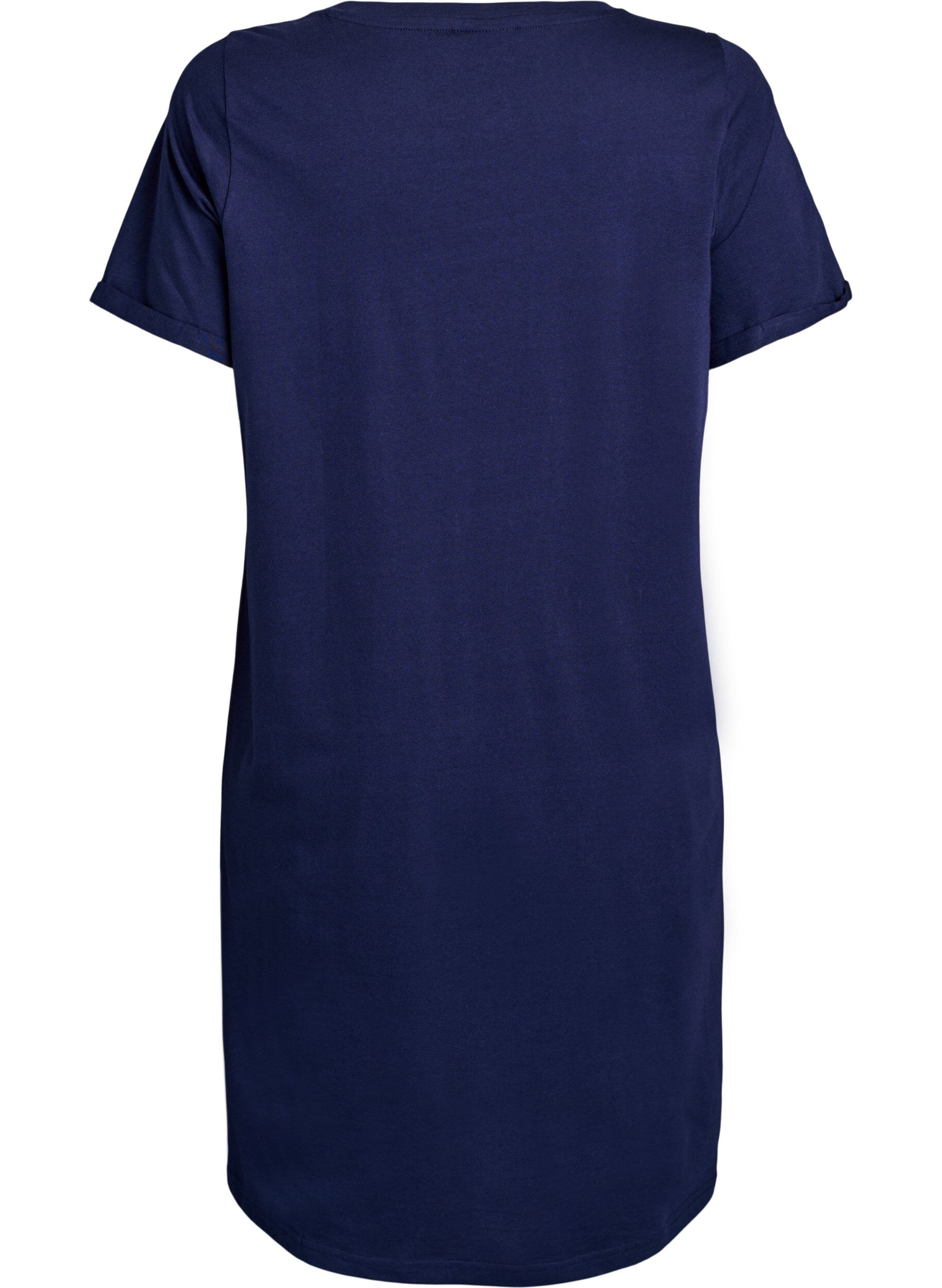 Zizzifashion Short-sleeved nightgown in organic cotton, Blue, Packshot image number 1