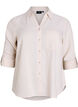 Shirt in linen and viscose with 3/4 sleeves, Beige, Packshot image number 0